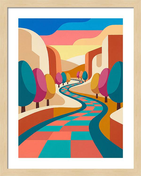 Colorful Path Through Abstract Landscape