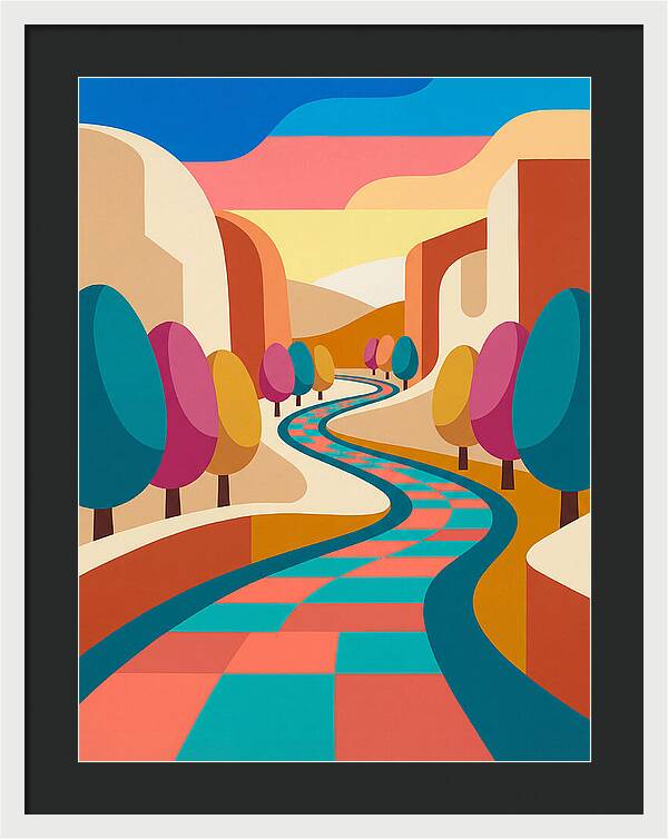 Colorful Path Through Abstract Landscape