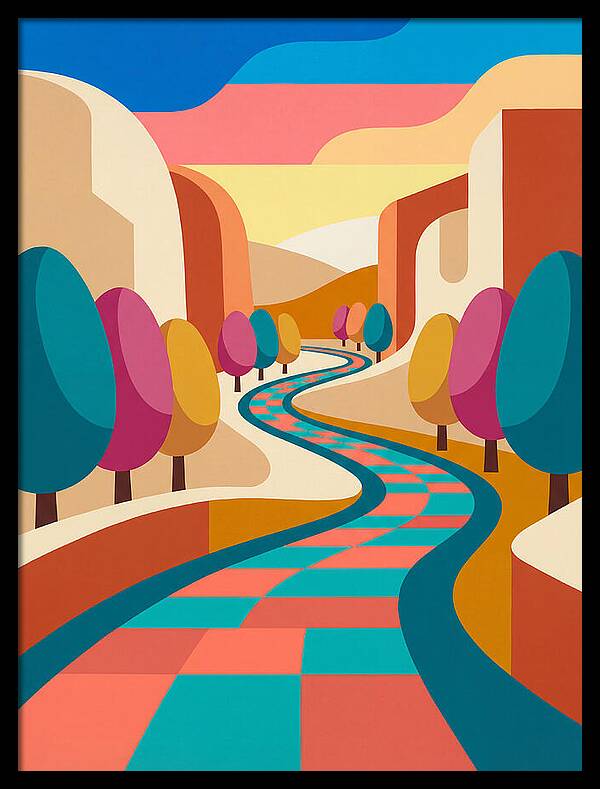 Colorful Path Through Abstract Landscape