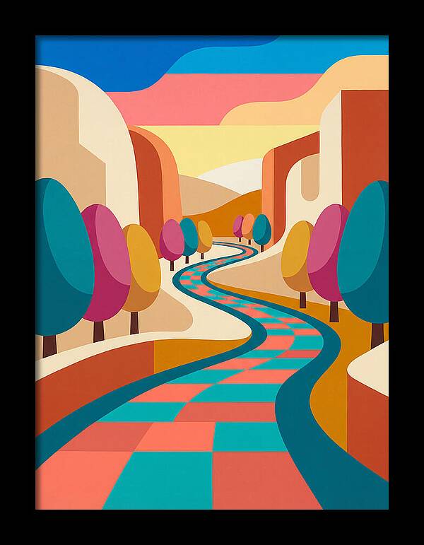 Colorful Path Through Abstract Landscape