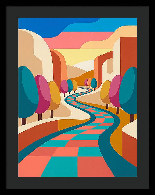 Colorful Path Through Abstract Landscape