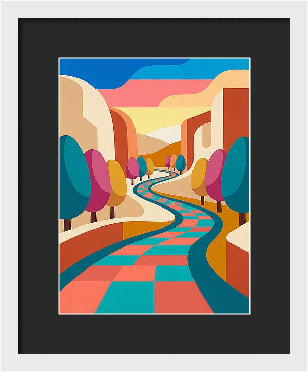 Colorful Path Through Abstract Landscape