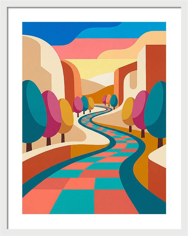 Colorful Path Through Abstract Landscape