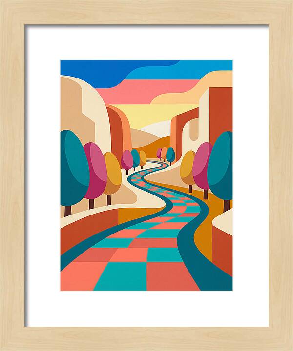 Colorful Path Through Abstract Landscape