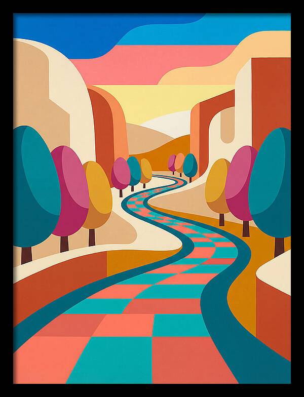 Colorful Path Through Abstract Landscape