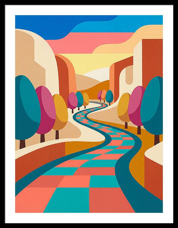 Colorful Path Through Abstract Landscape
