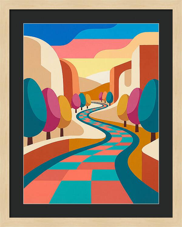 Colorful Path Through Abstract Landscape