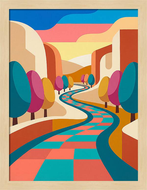 Colorful Path Through Abstract Landscape