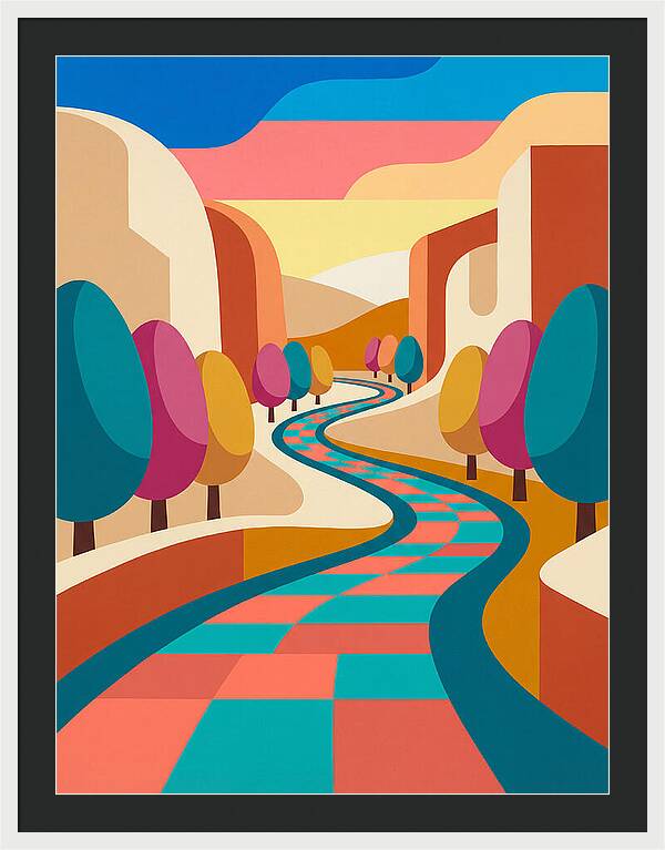 Colorful Path Through Abstract Landscape
