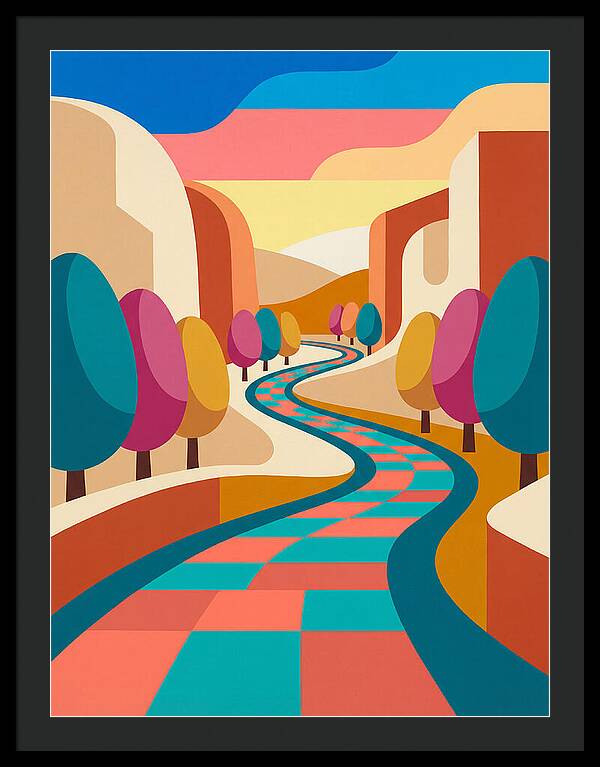Colorful Path Through Abstract Landscape