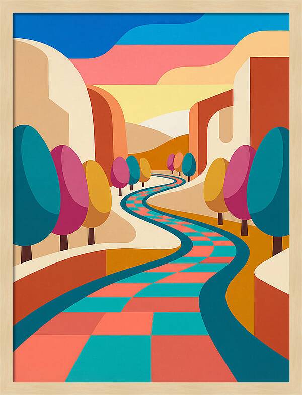 Colorful Path Through Abstract Landscape