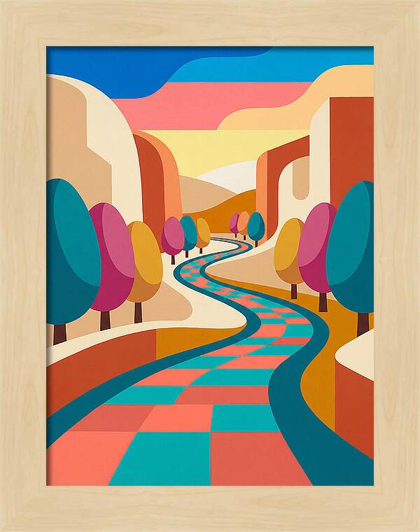 Colorful Path Through Abstract Landscape