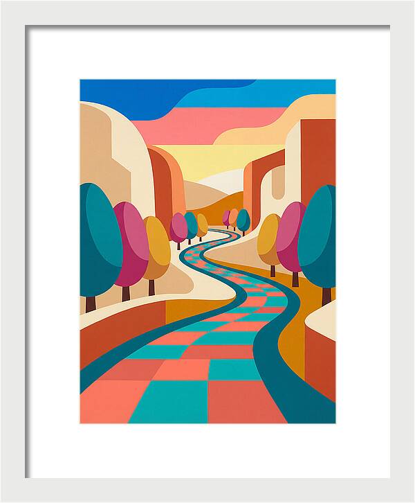 Colorful Path Through Abstract Landscape