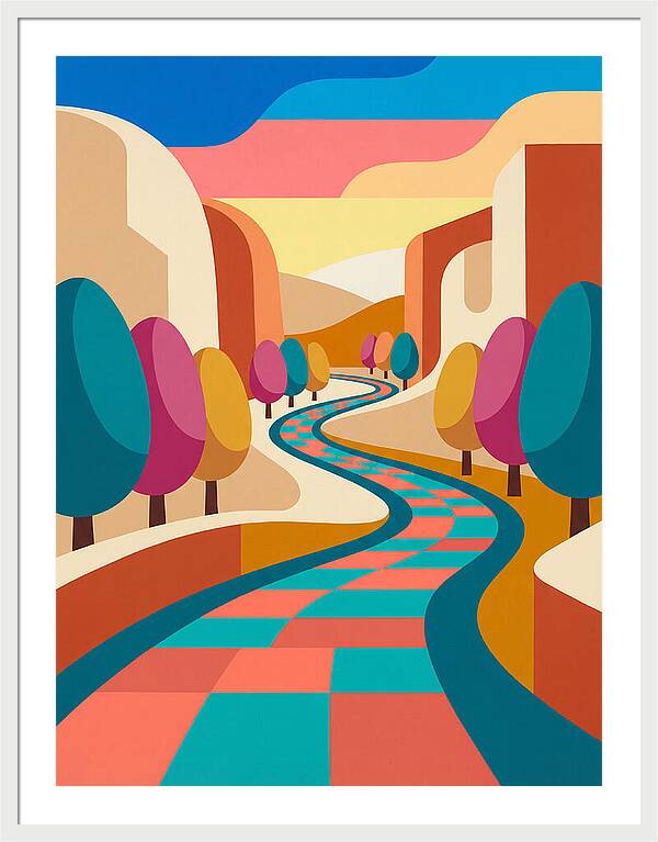 Colorful Path Through Abstract Landscape