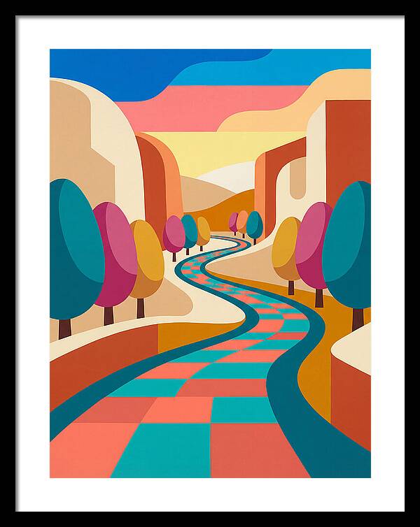 Colorful Path Through Abstract Landscape