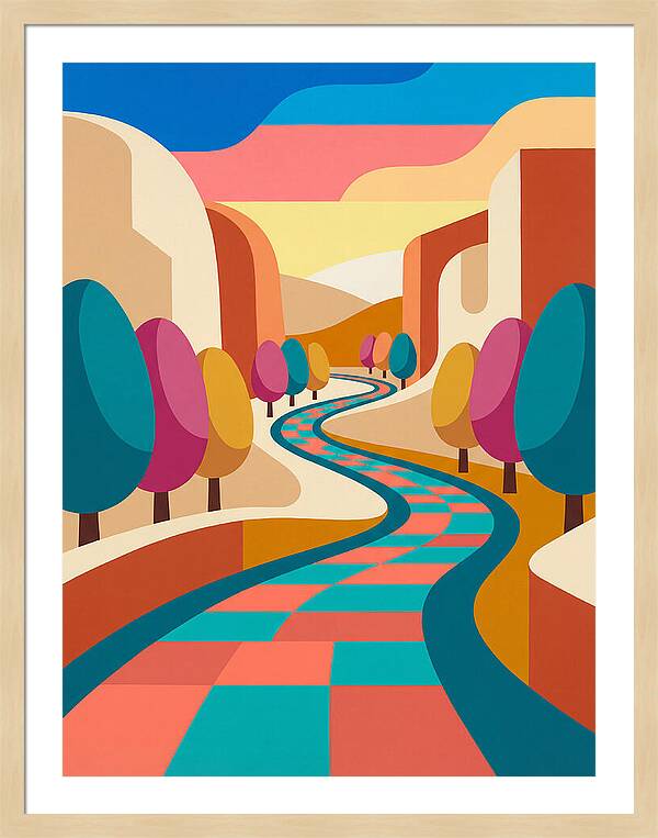 Colorful Path Through Abstract Landscape