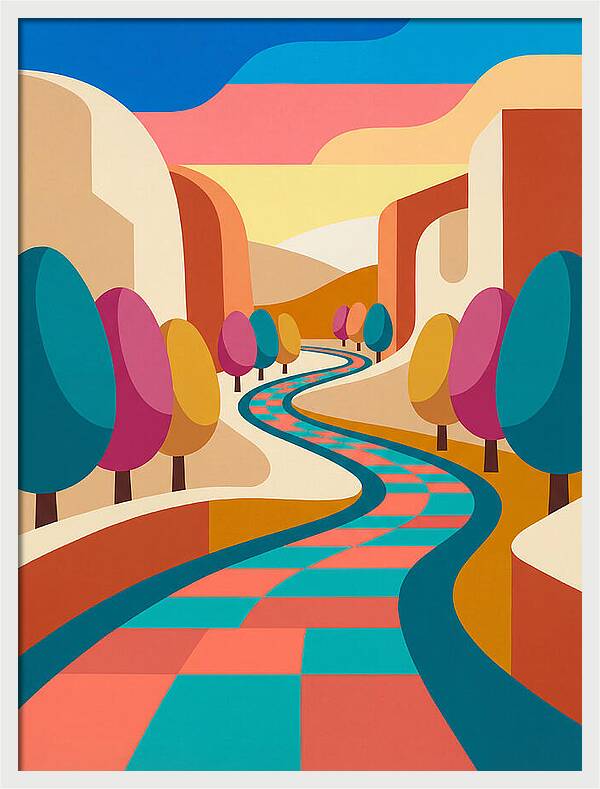 Colorful Path Through Abstract Landscape