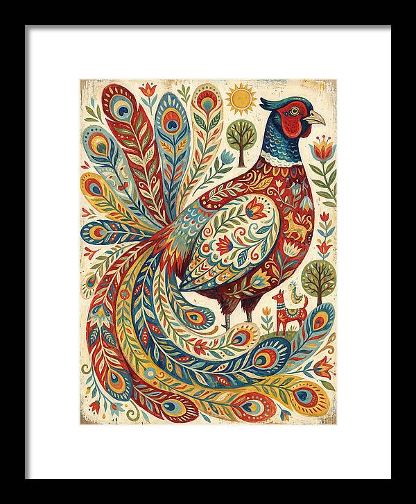 Colorful Pheasant Folk Art