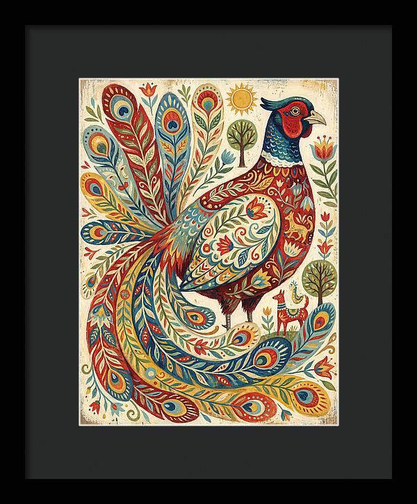 Colorful Pheasant Folk Art