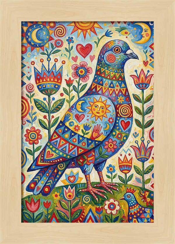 Colorful Pigeon Folk Art