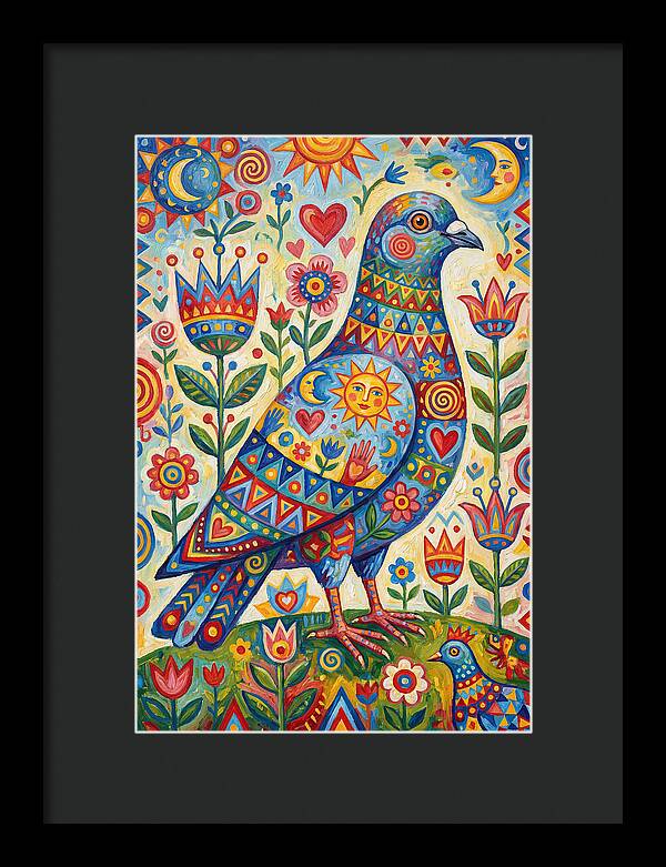Colorful Pigeon Folk Art