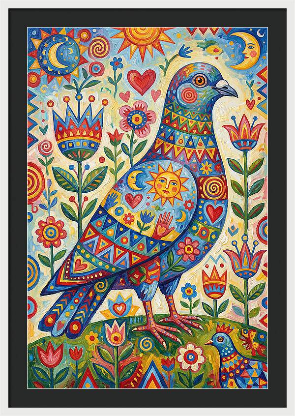 Colorful Pigeon Folk Art