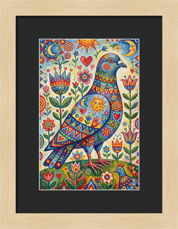Colorful Pigeon Folk Art