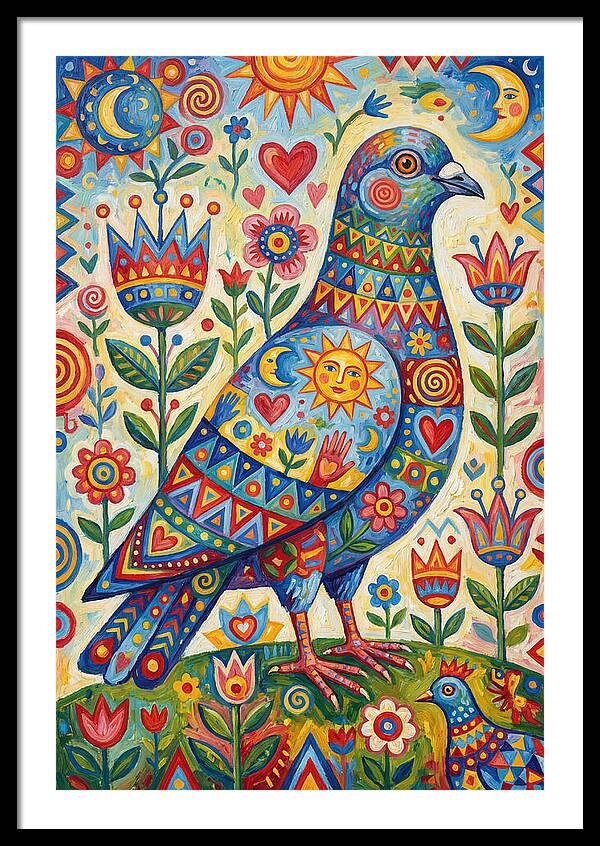 Colorful Pigeon Folk Art