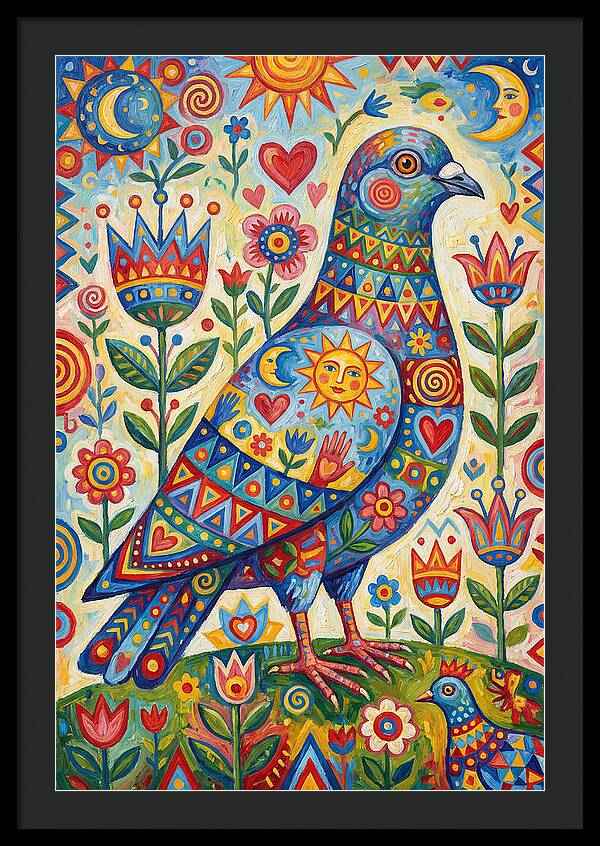 Colorful Pigeon Folk Art