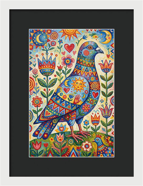 Colorful Pigeon Folk Art