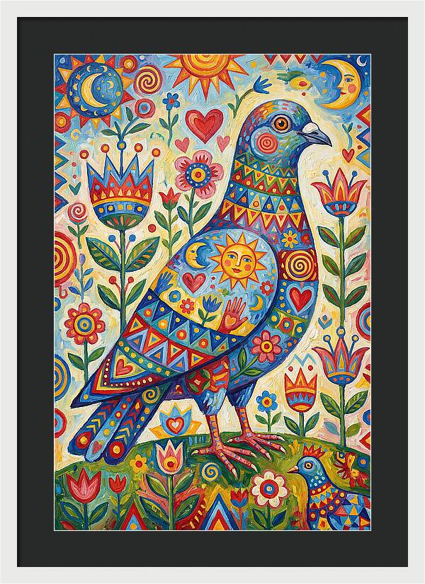 Colorful Pigeon Folk Art