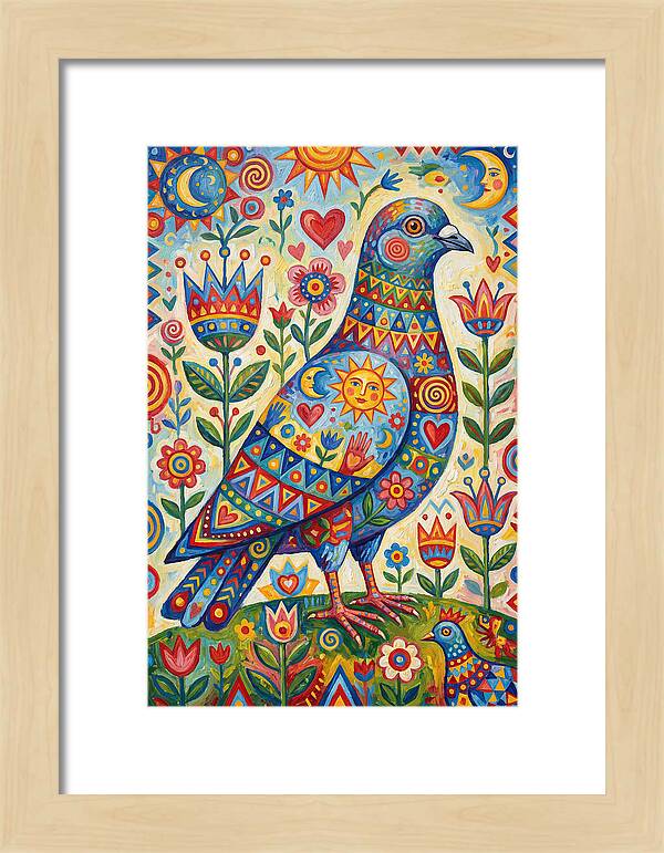 Colorful Pigeon Folk Art