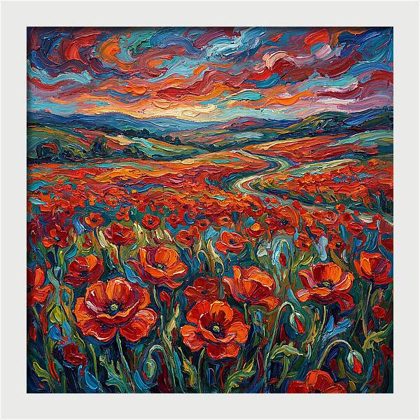Colorful Poppy Fields