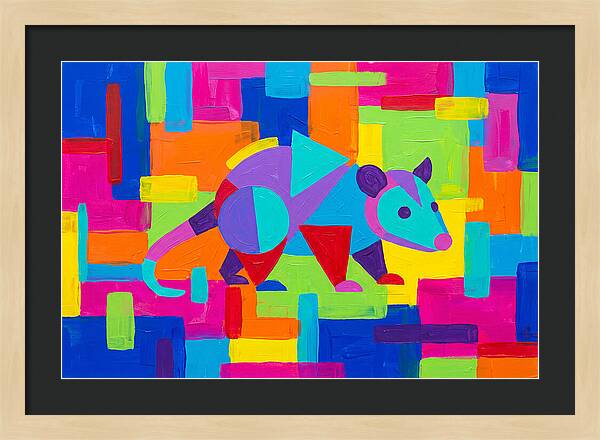 Colorful Possum In Abstract Style