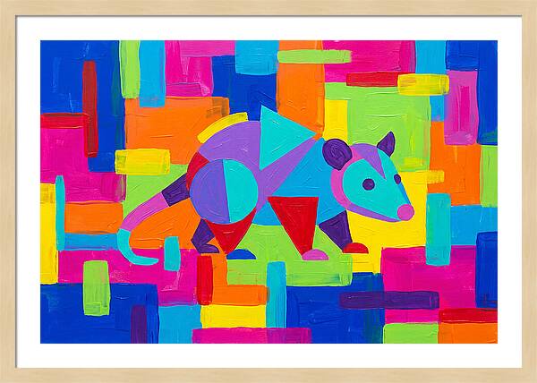 Colorful Possum In Abstract Style