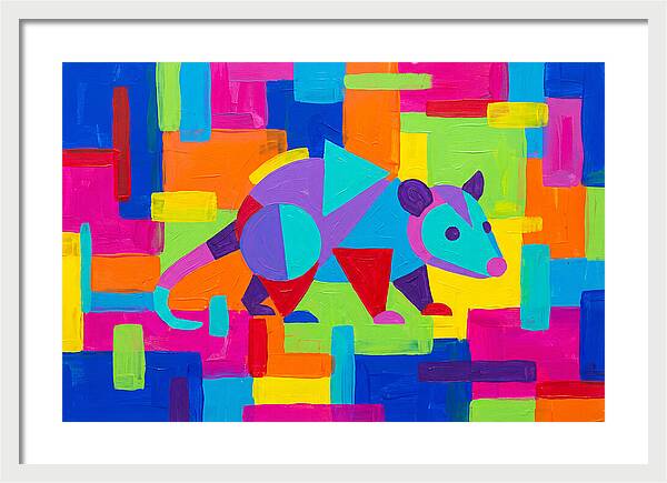Colorful Possum In Abstract Style