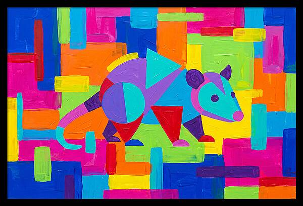 Colorful Possum In Abstract Style