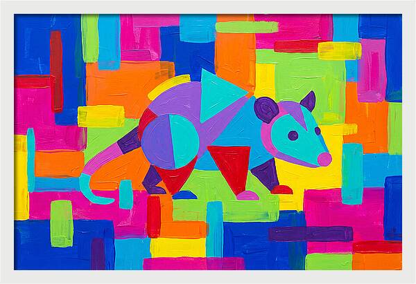 Colorful Possum In Abstract Style
