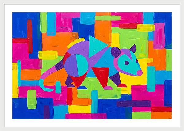 Colorful Possum In Abstract Style