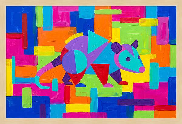 Colorful Possum In Abstract Style