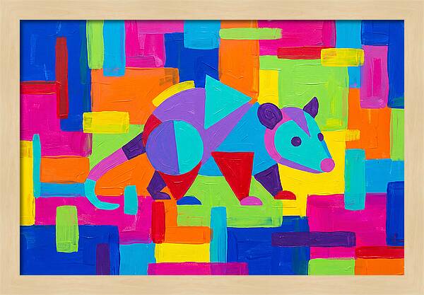 Colorful Possum In Abstract Style