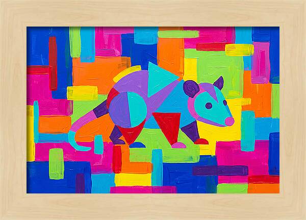 Colorful Possum In Abstract Style