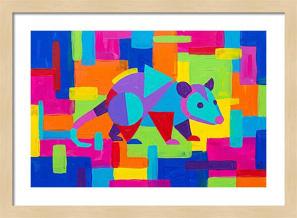 Colorful Possum In Abstract Style