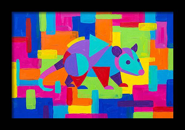 Colorful Possum In Abstract Style