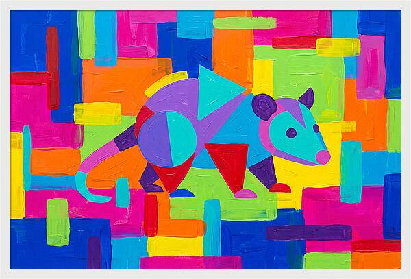 Colorful Possum In Abstract Style