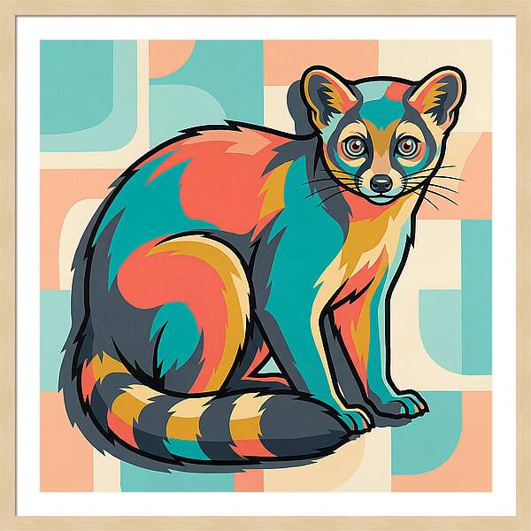 Colorful Ringtail Illustration