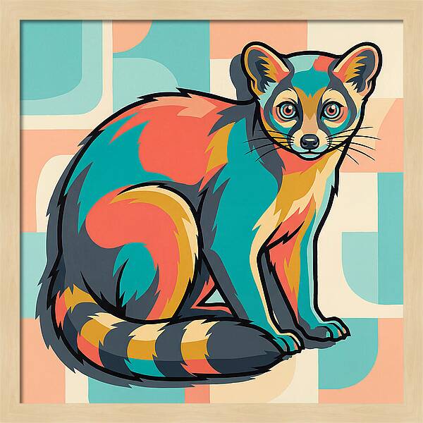 Colorful Ringtail Illustration