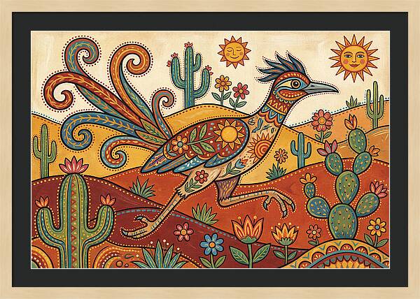Colorful Roadrunner In Desert Landscape