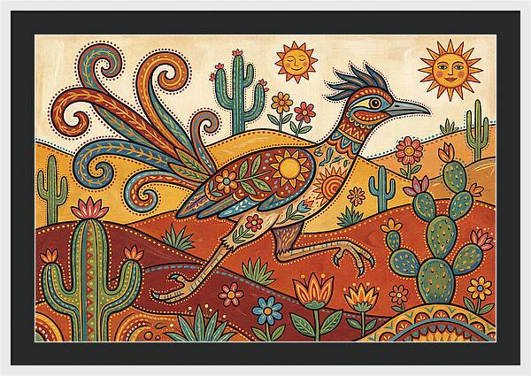 Colorful Roadrunner In Desert Landscape
