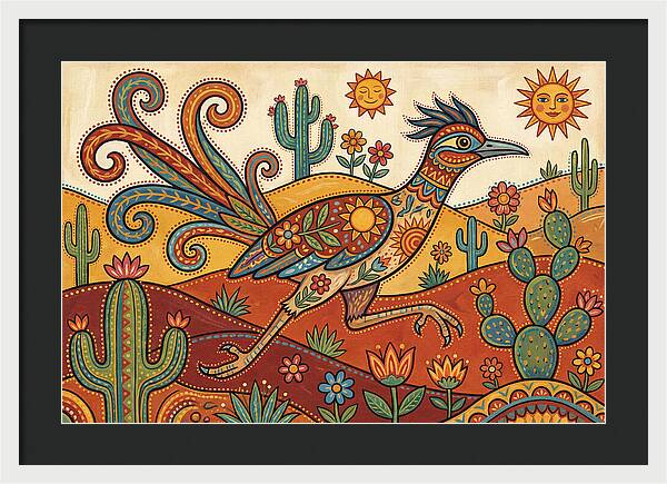 Colorful Roadrunner In Desert Landscape